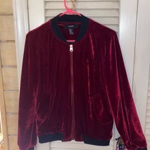 Red velvet bomber jacket